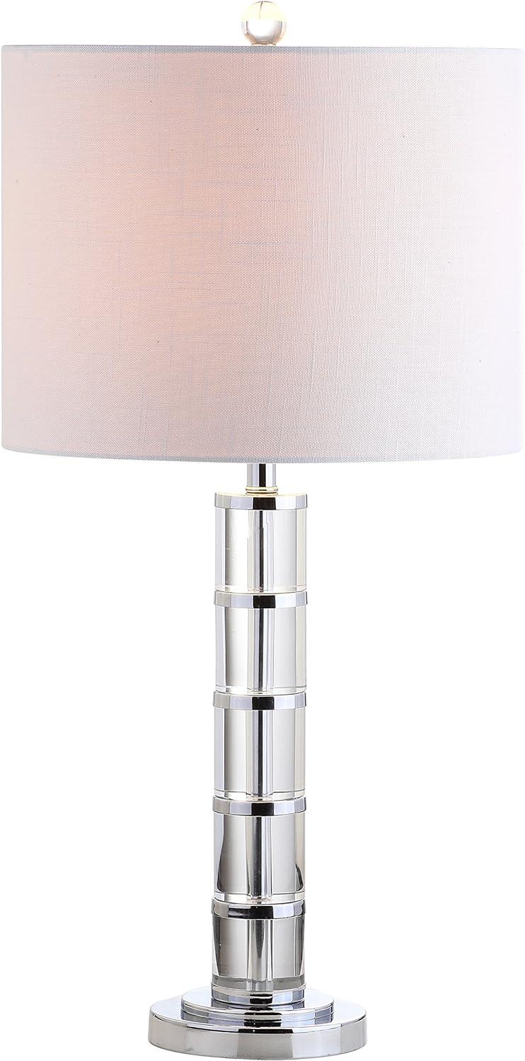 Hailey 26" Antique Crystal & Chrome Table Lamp with White Linen Shade