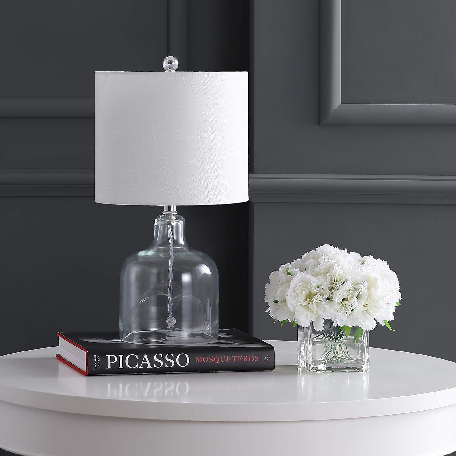 JONATHAN Y JYL1036C Gemma 19" Glass Bell LED Table Lamp, Transitional, Minimalist, Midcentury, Coastal, Elegant, Office, Living Room, Family Room, Dining Room, Bedroom, Hallway, Foyer, Clear
