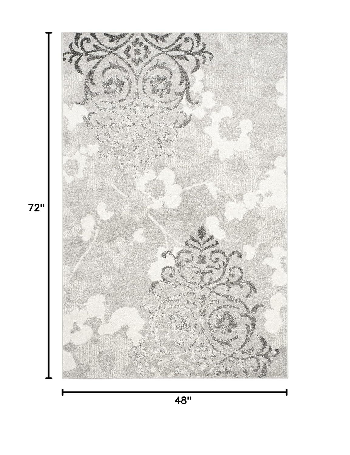 Adirondack ADR114 Machine Made Indoor Area Rug - Silver/Ivory - 4'x6' - Safavieh