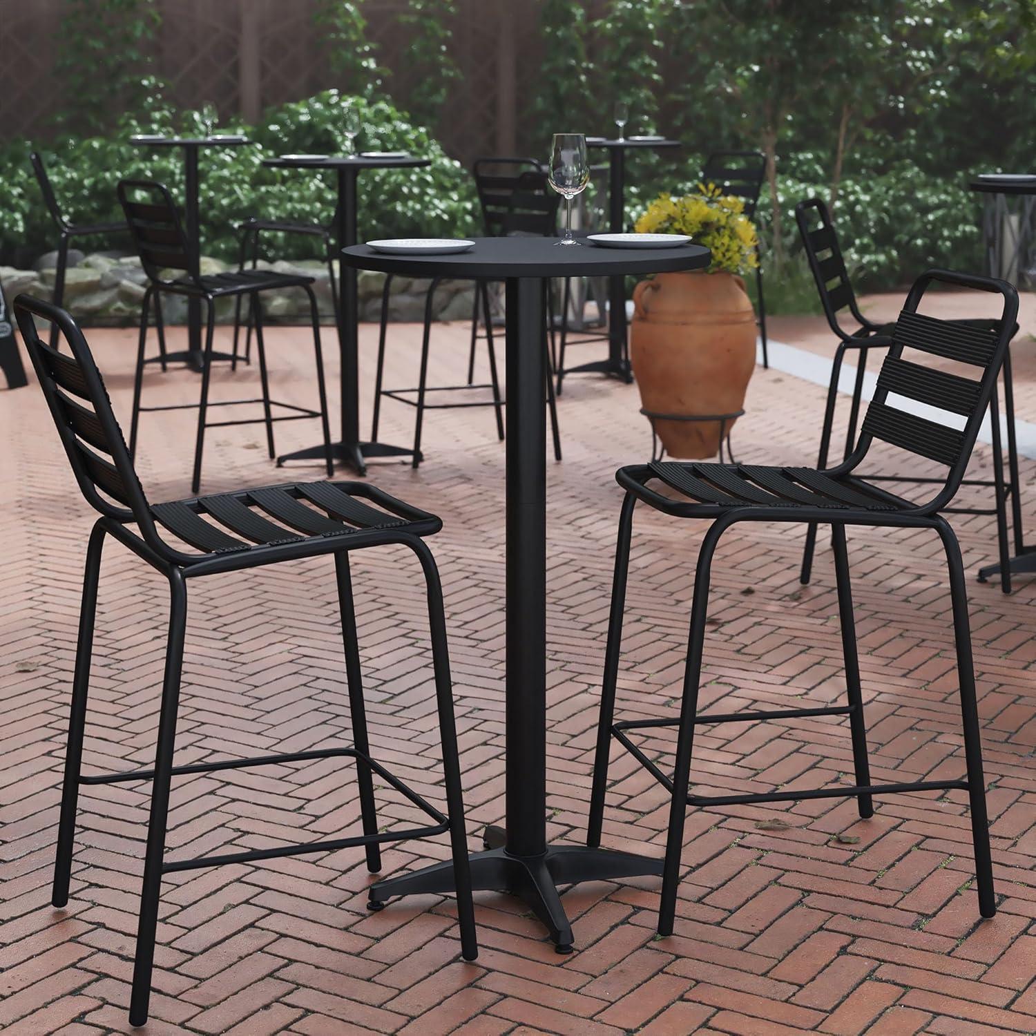 Flash Furniture 23.25" Round Aluminum Indoor-Outdoor Bar Height Table with Flip-Up Table