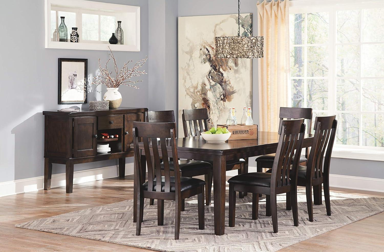 Signature Design by Ashley Haddigan Rectangular Extendable Dining Table Dark Brown: Seats 8, Wood Veneer, Butterfly Leaf