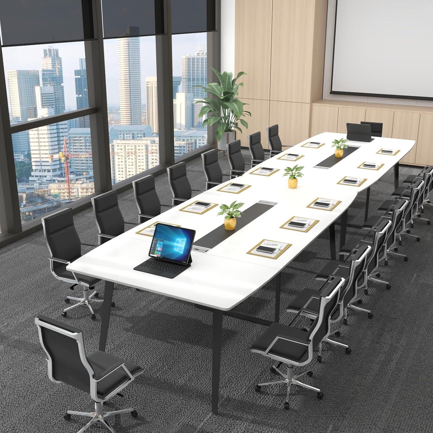 George Oliver Jonti 8 ft Conference Table, 94.49" L X 47.24" W X 29.53" H Meeting Seminar Table With Grommet