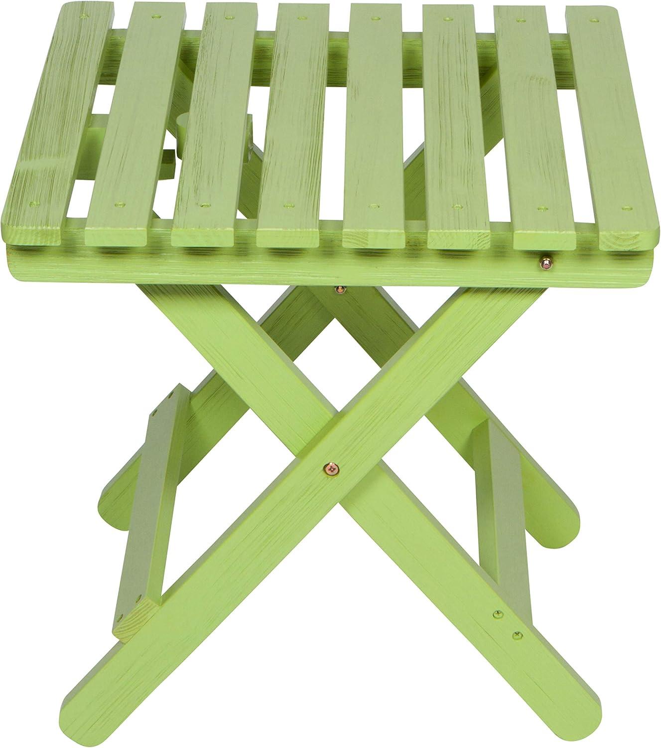 Lime Green Cedar Wood Folding Outdoor Side Table