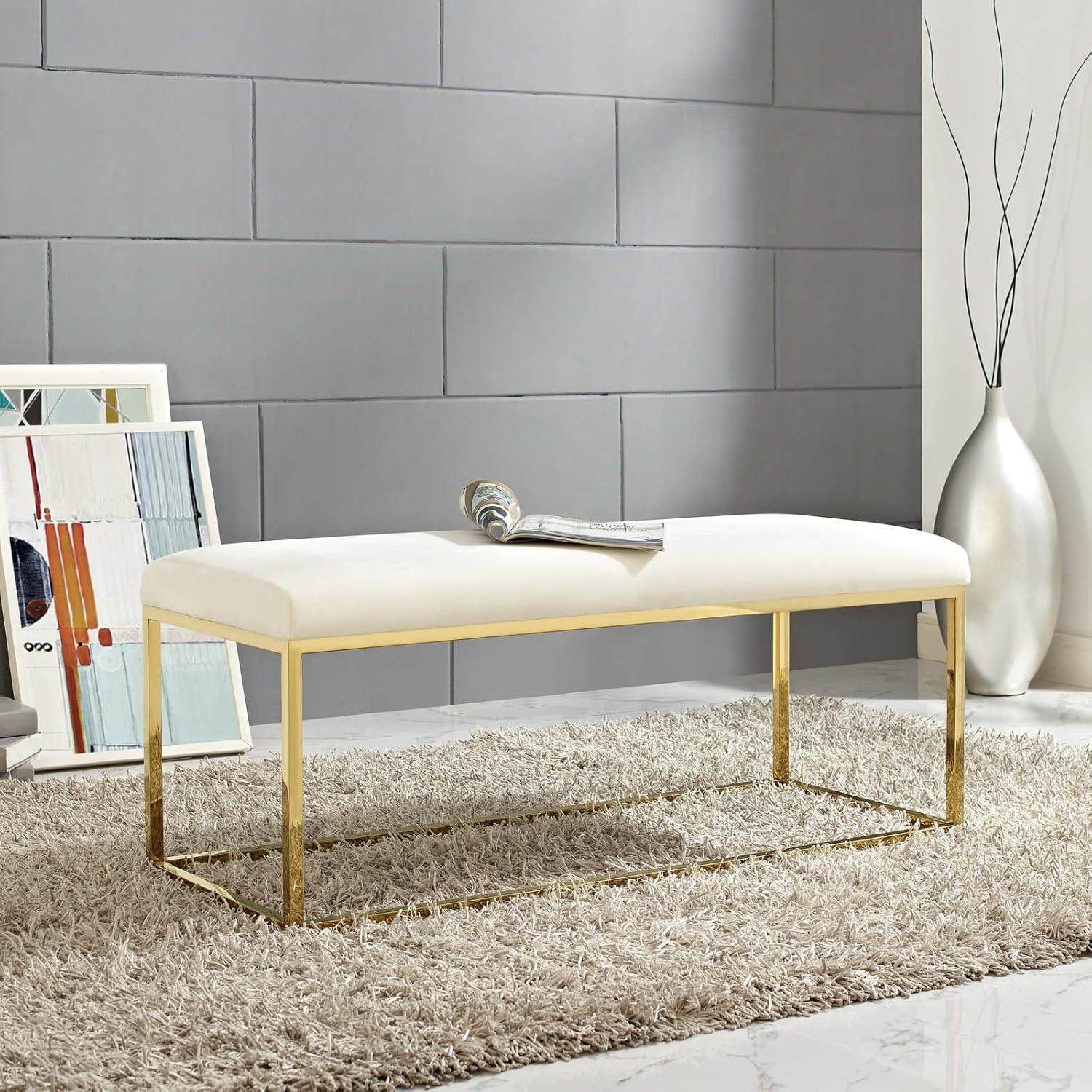 Anticipate Fabric Bench Gold Ivory