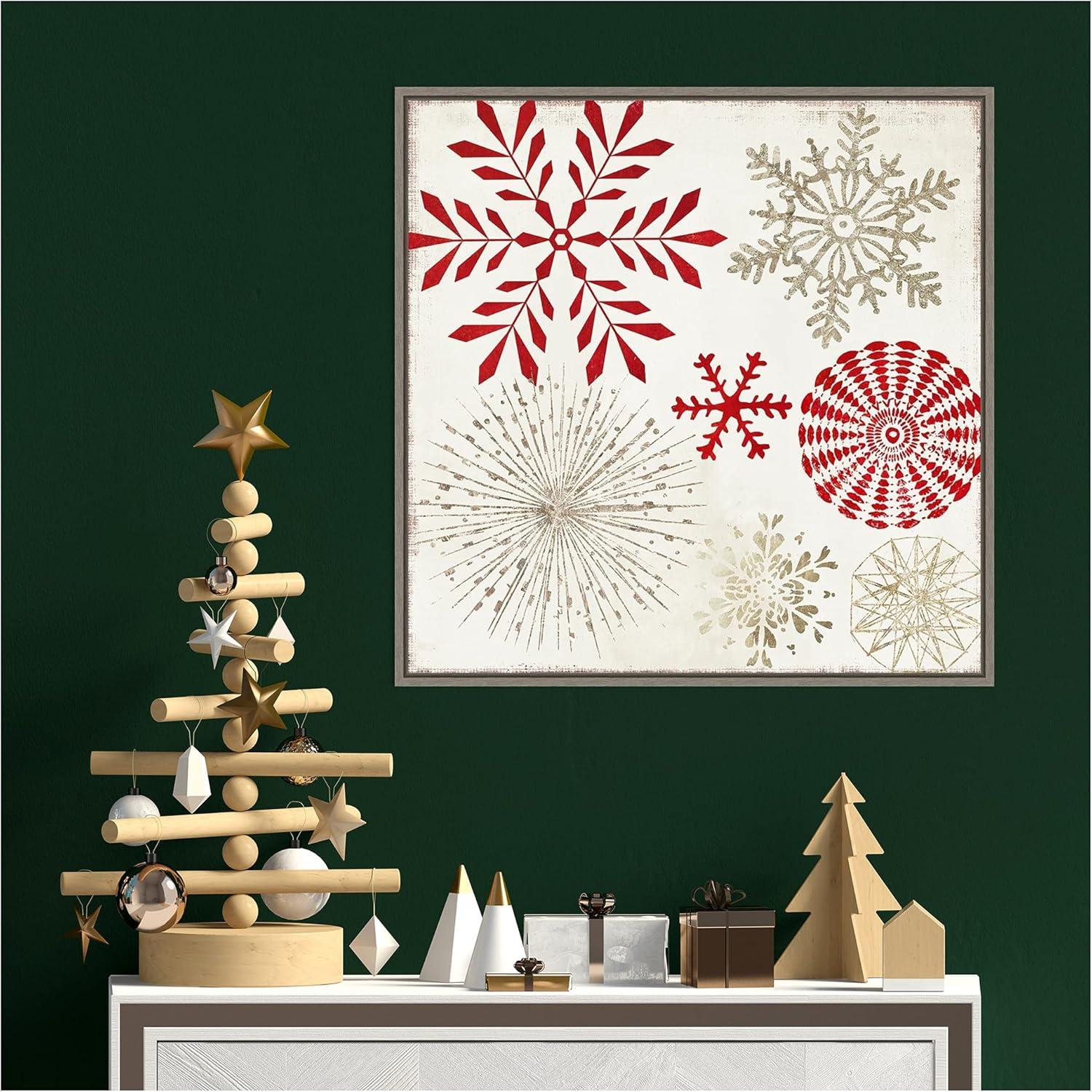 22" x 22" Christmas Snowflakes I Framed Wall Canvas - Amanti Art: Seasonal Decor, PI Studio Design