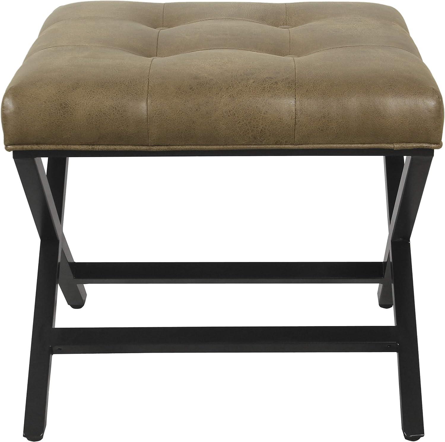 X-Design Bench Faux Leather Brown - HomePop: Modern Upholstered Ottoman, Bedroom Seating, 250lb Capacity