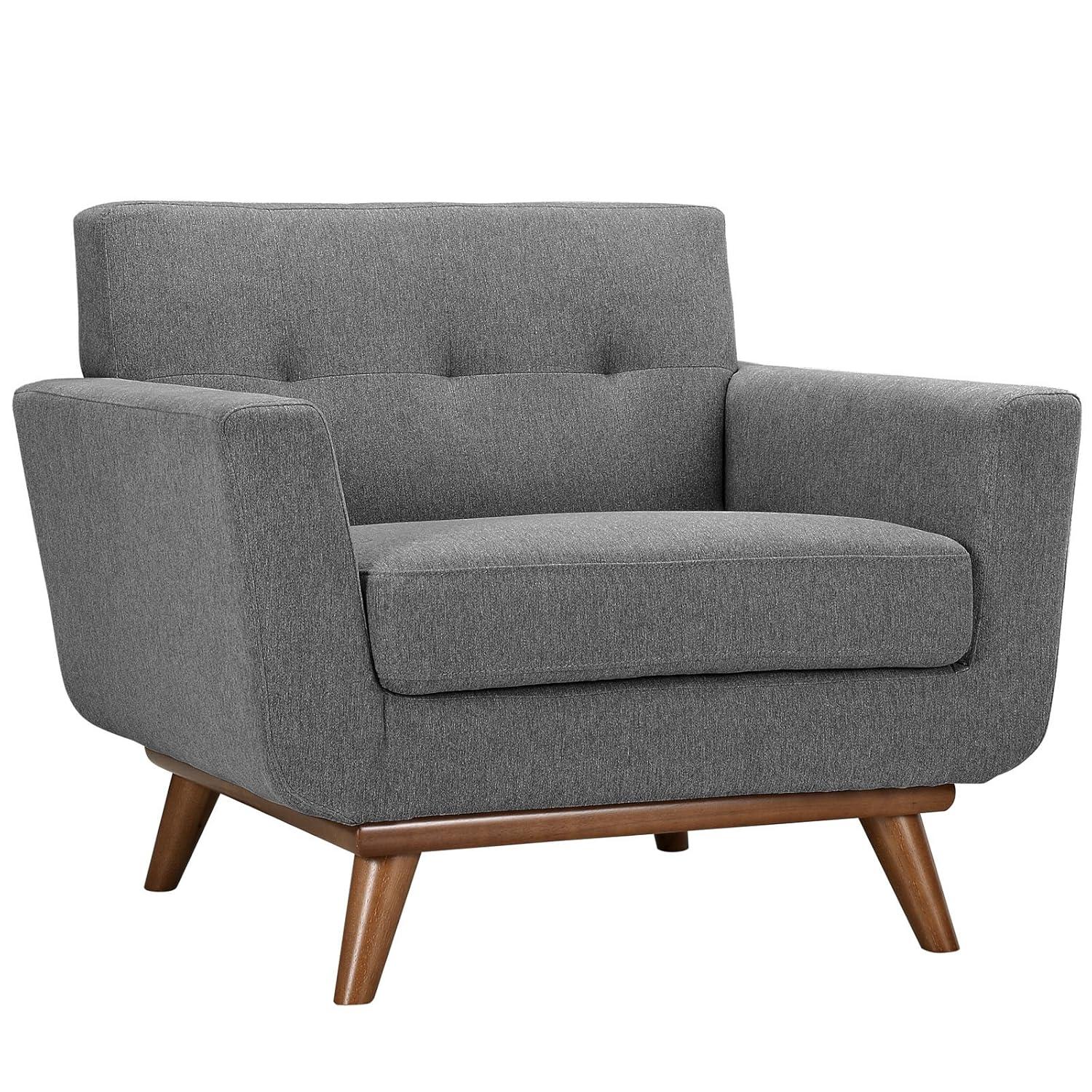 Modway Engage Upholstered Fabric Armchair in Expectation Gray