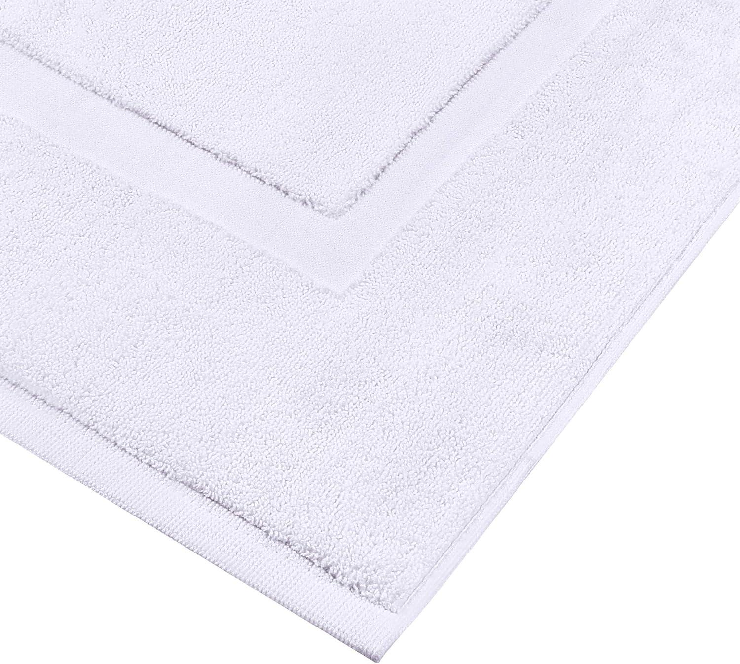 White Cotton Banded Bath Mats, 21x34 Inches, 2 Pack