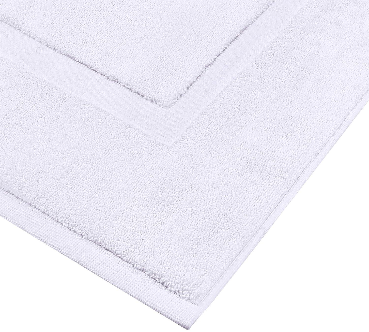 Utopia Towels Cotton Banded Rug, Bath Mats, Not a Bathroom Rug, 21 by 34 Inches, 100% Ring Spun Cotton, Highly Absorbent Shower Bathroom Floor Mat, White, 2 Pack