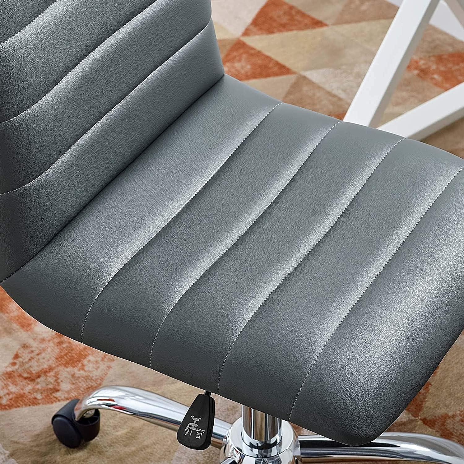 Ripple Mid-Back Swivel Task Chair in Gray Faux Leather