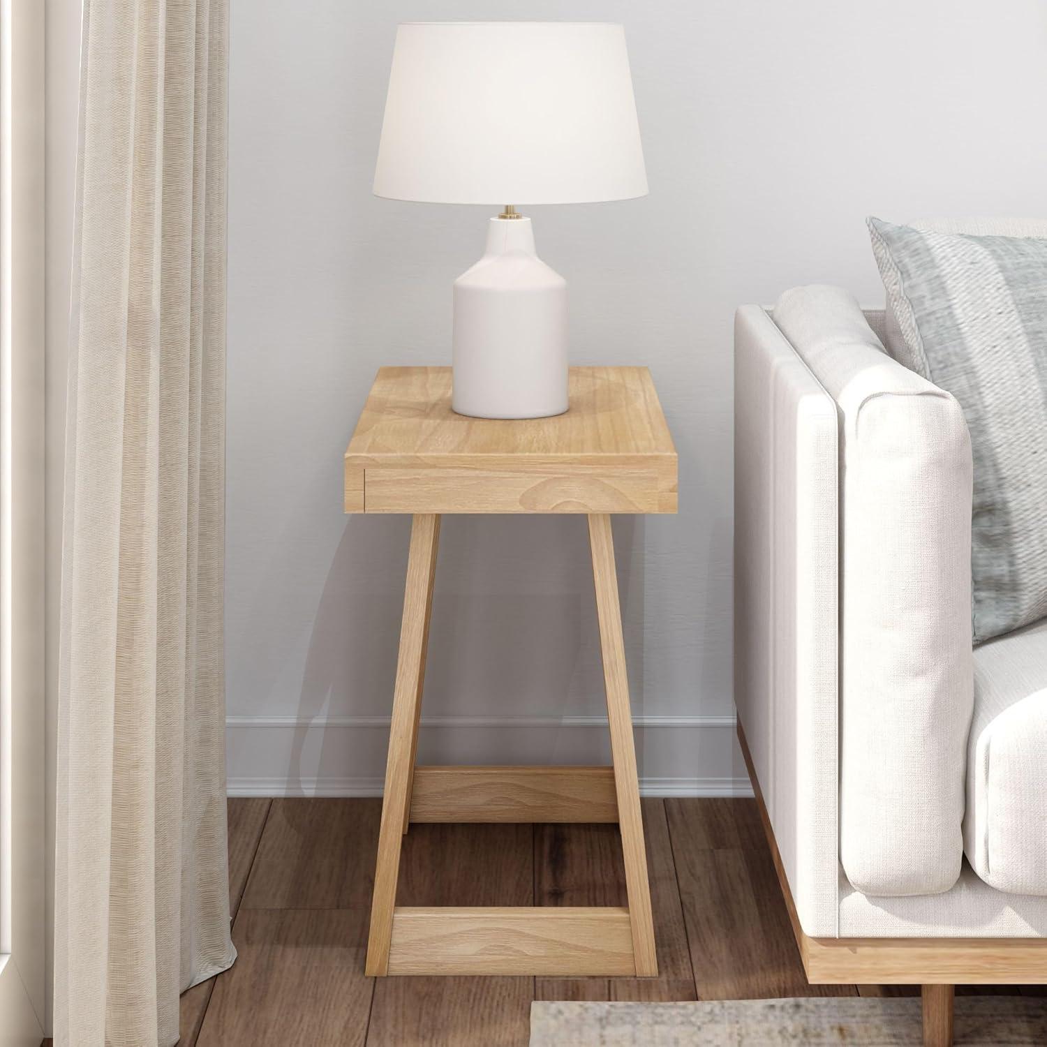 Blonde Wood Rectangular Side Table for Small Spaces