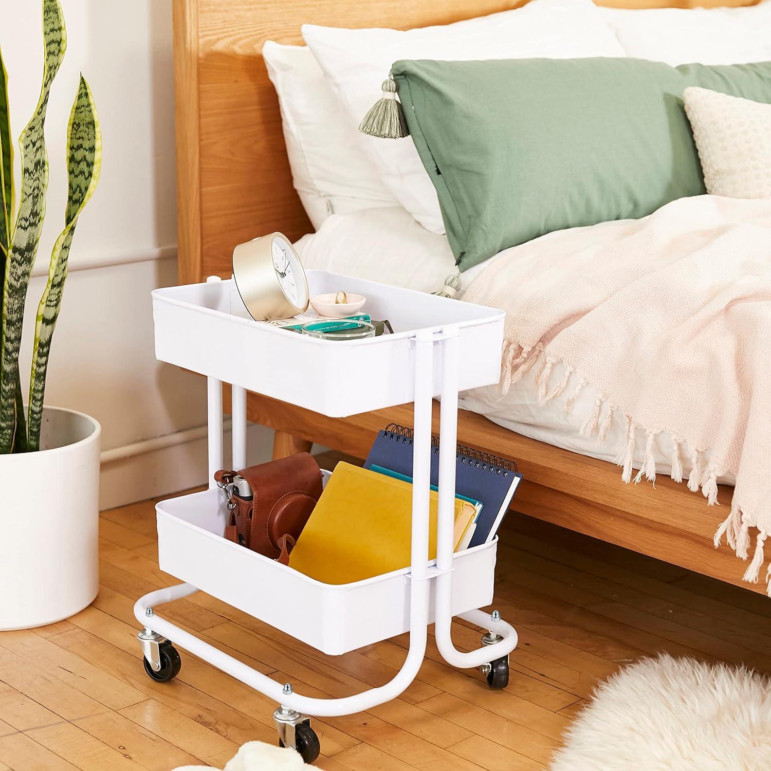 ECR4Kids 2-Tier Rolling Utility Cart, Multipurpose Storage