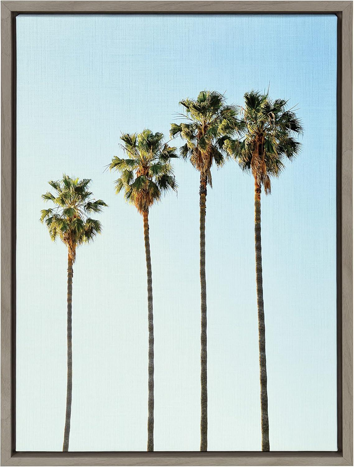 18" x 24" Sylvie Four Palm Trees Framed Canvas by Simon Te Gray: Coastal Wall Art, Nautical Decor - Kate & Laurel All Things Decor