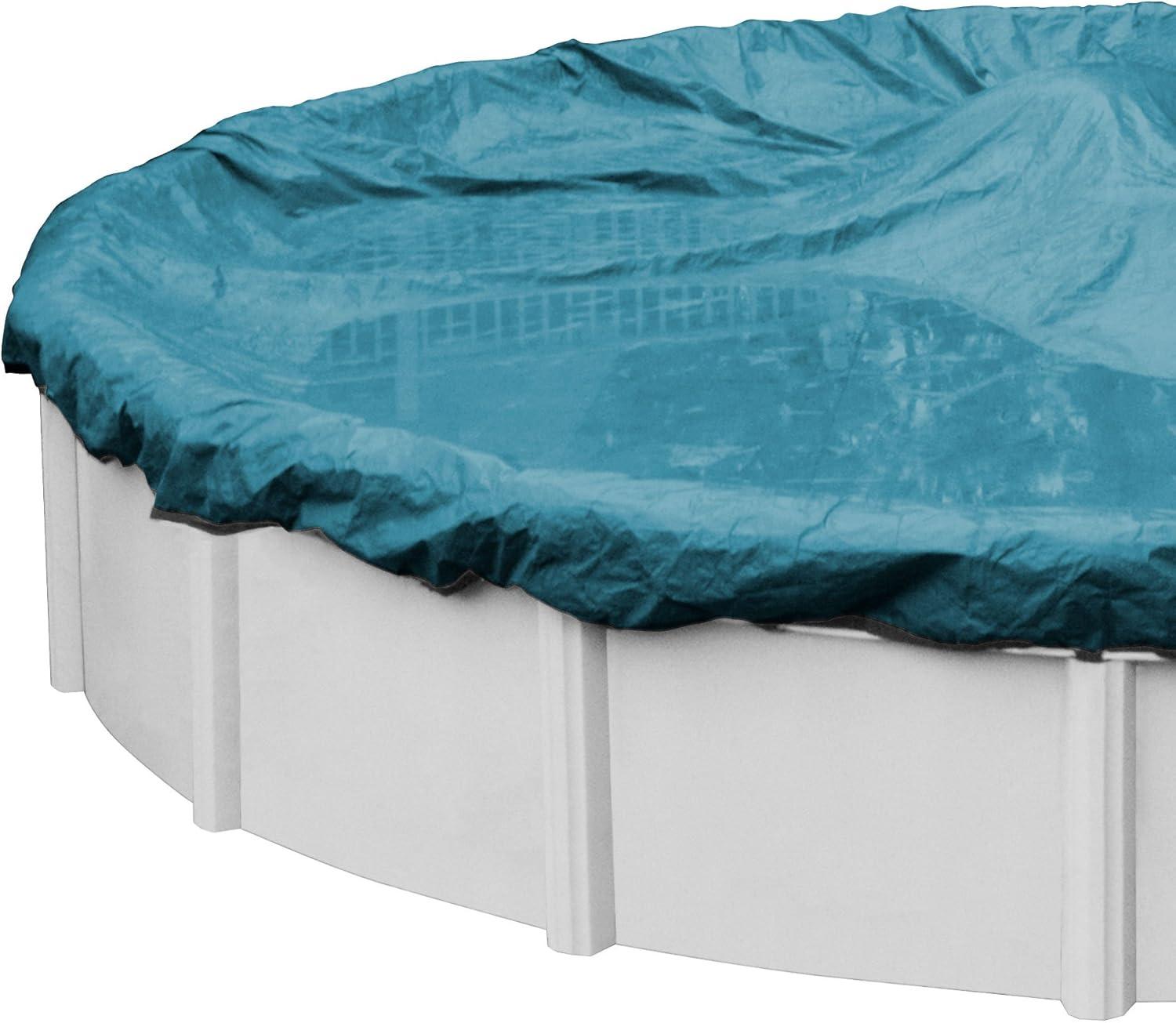 Teal Blue Round Heavy-Duty Winter Pool Cover for 18 ft Above Ground Pools