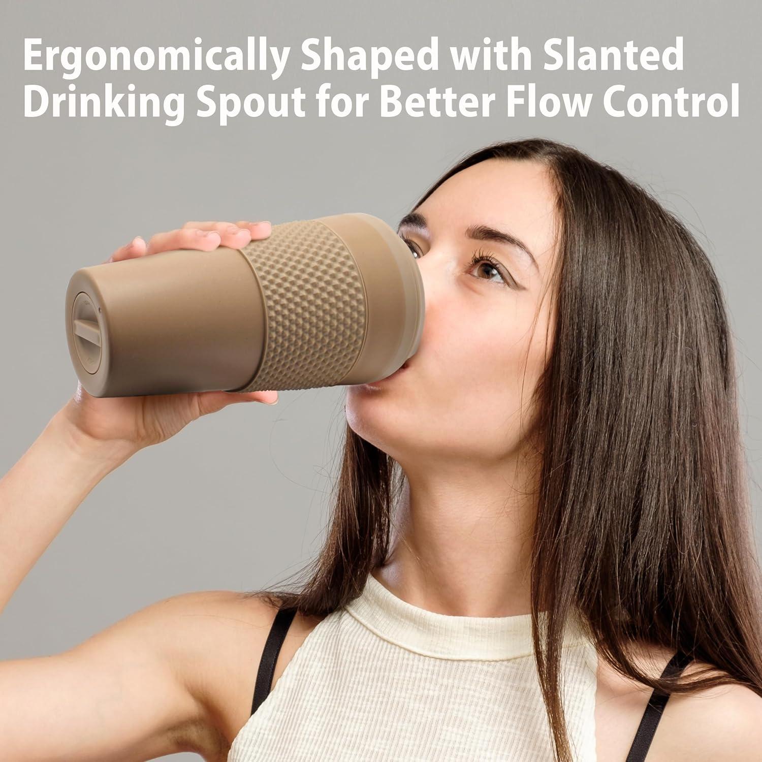 Stephan Roberts 16 oz Coffee Tumblers, Set of 2, Brown, BPA Free