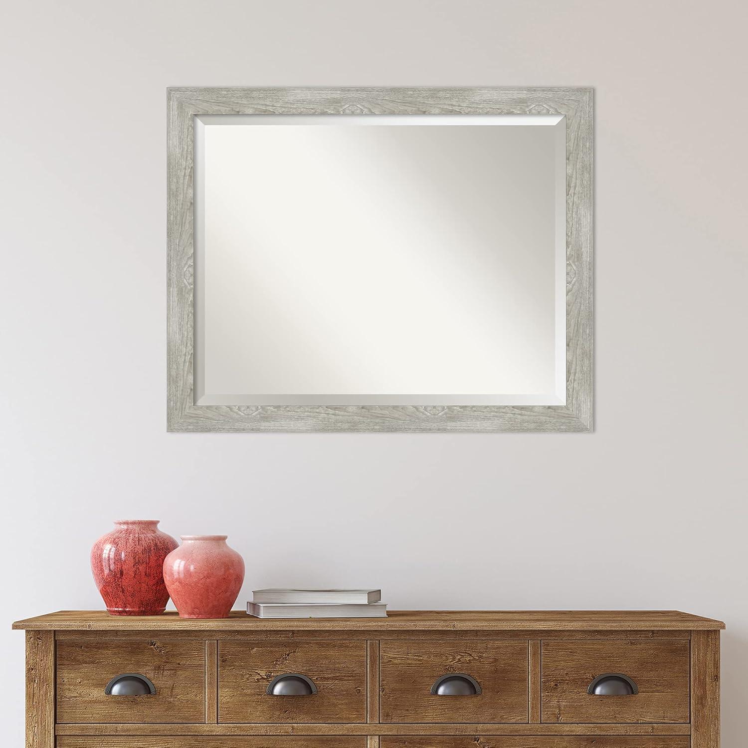 Dove Graywash Narrow Framed Bathroom Vanity Wall Mirror - Amanti Art