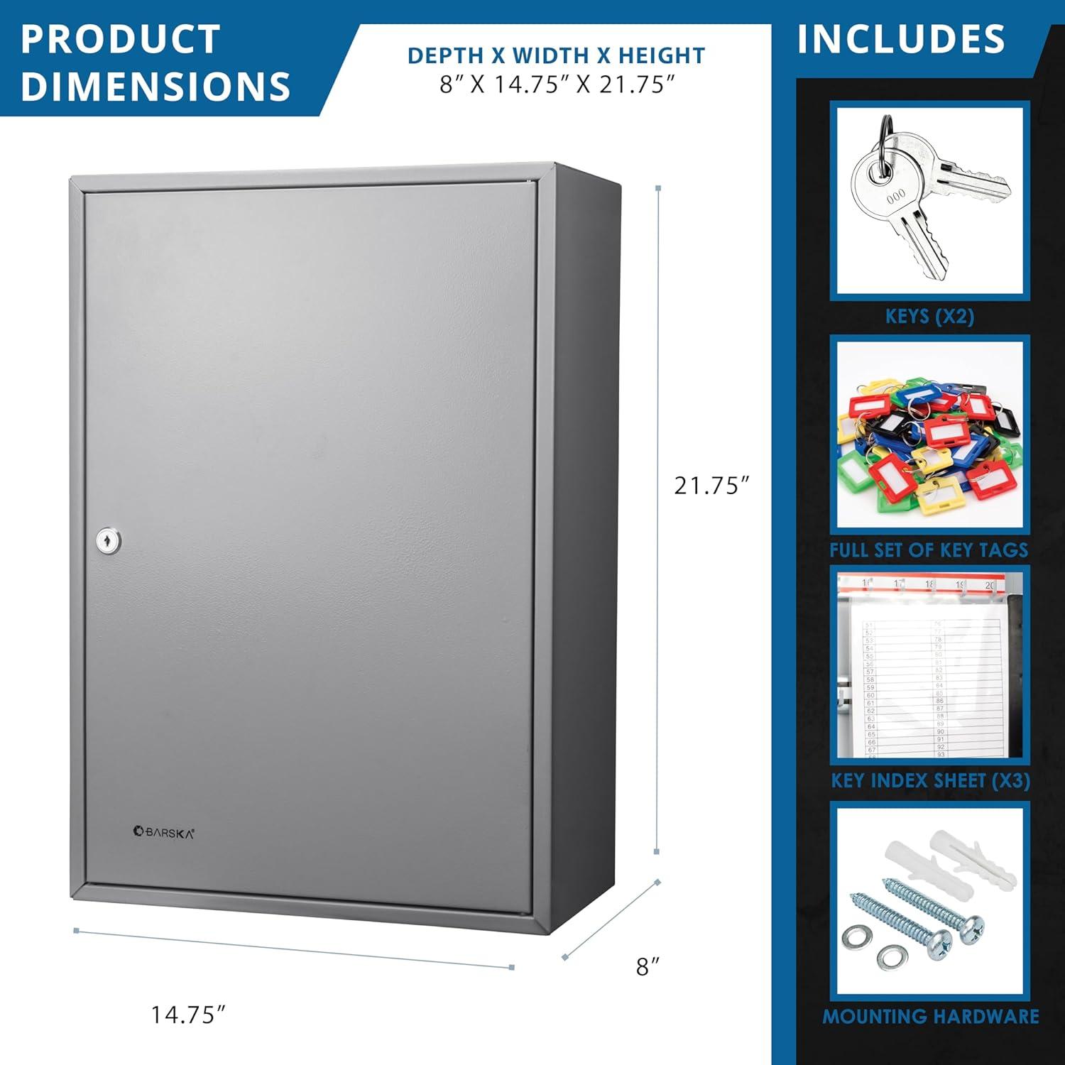 Gray Steel 300-Key Lockable Key Cabinet