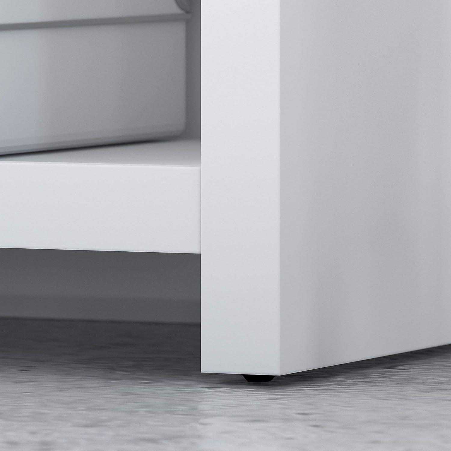 Contemporary Pure White Adjustable 5-Shelf Bookcase