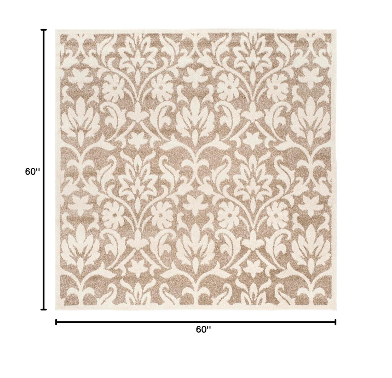Amherst AMT424 Power Loomed Indoor Area Rug - Wheat/Beige - 5'x5' - Safavieh