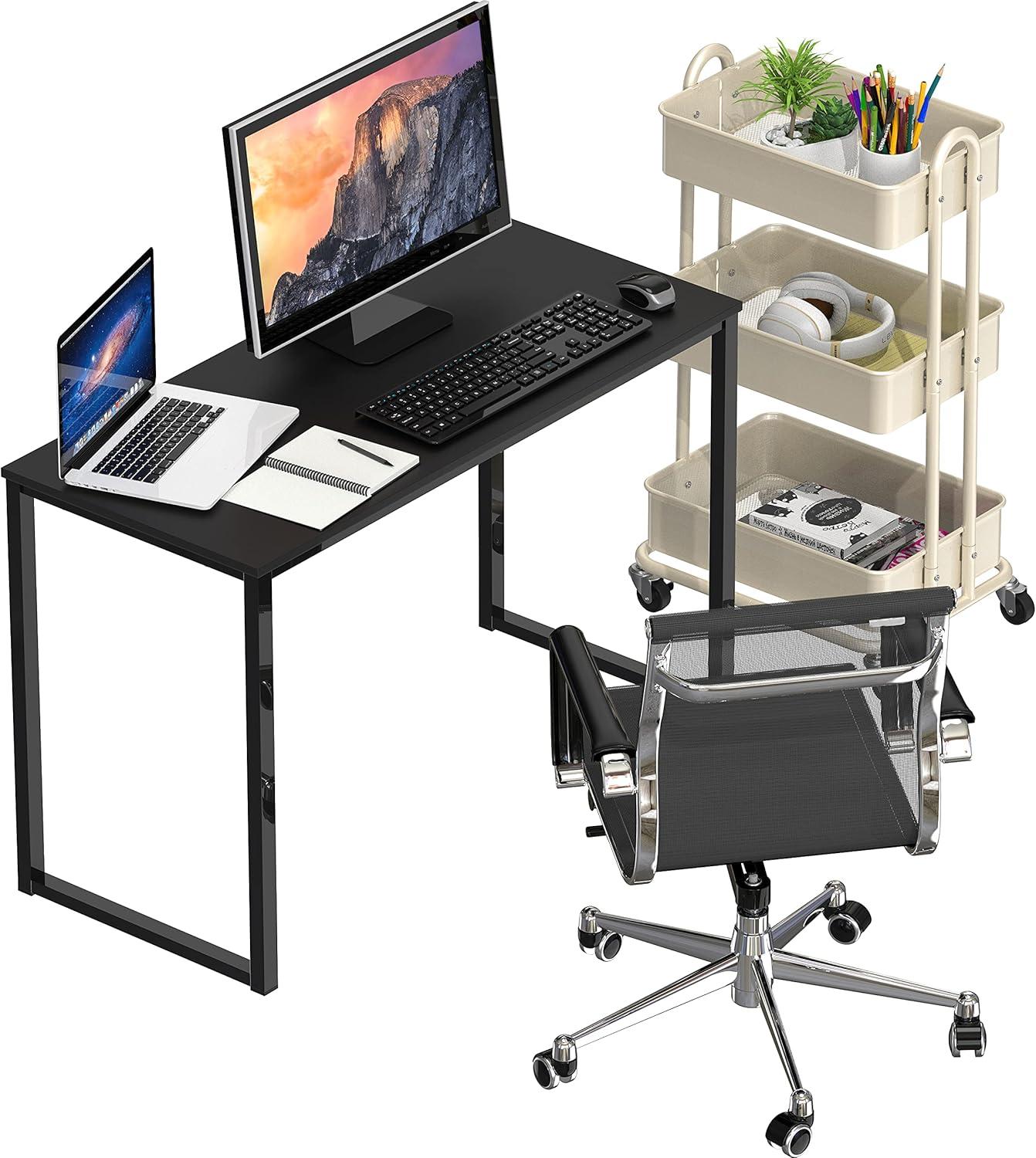 Black 32-Inch Steel Frame Computer Desk