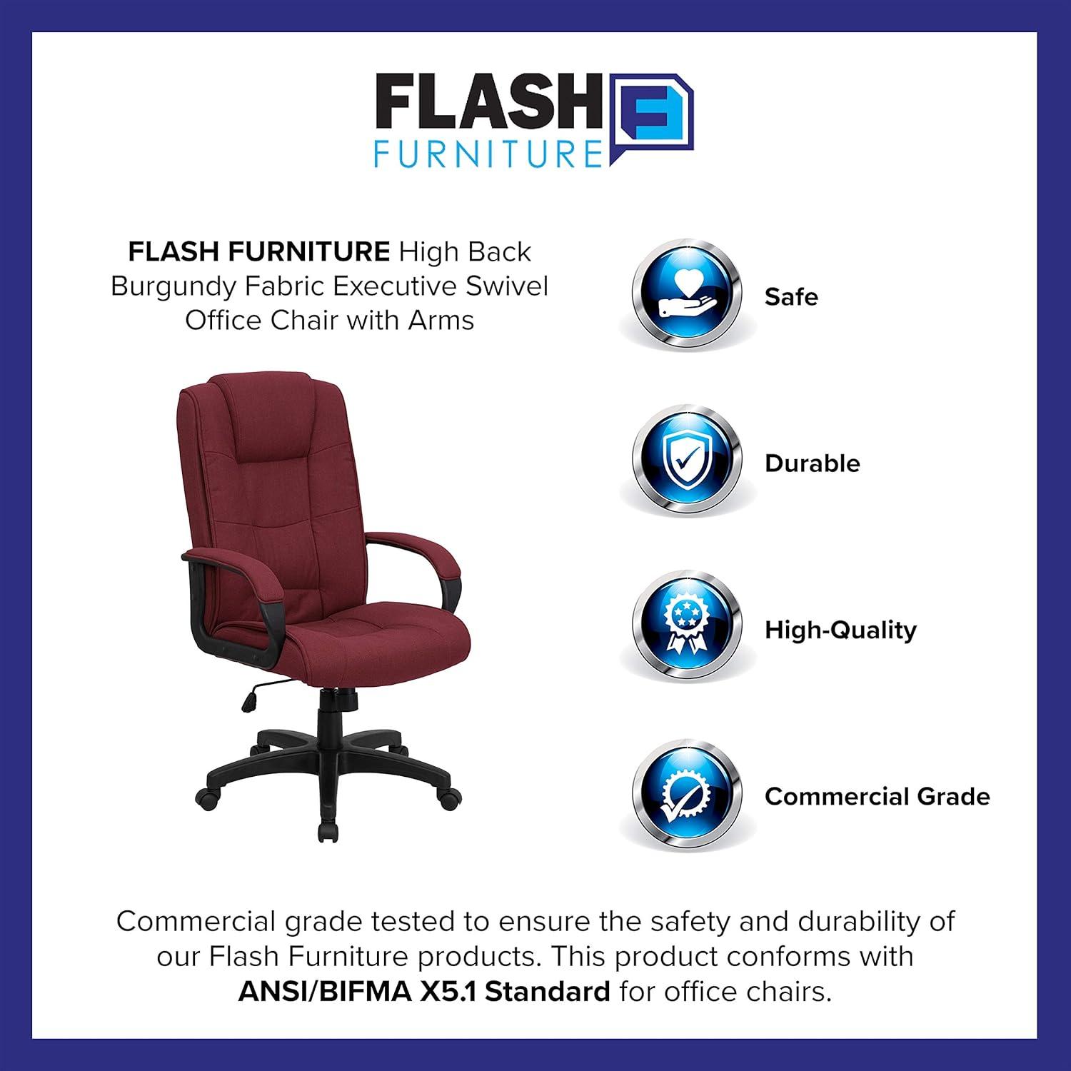 Flash Furniture High Back Multi-Line Stitch Upholstered Executive Swivel Office Chair with Arms