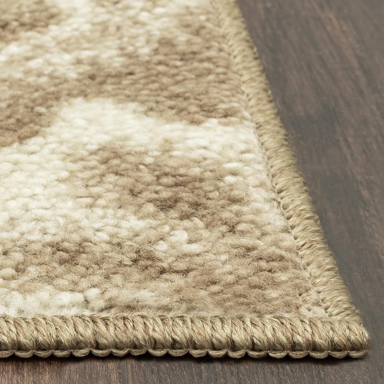 Neutral Medallion Tufted Washable Rectangular Rug