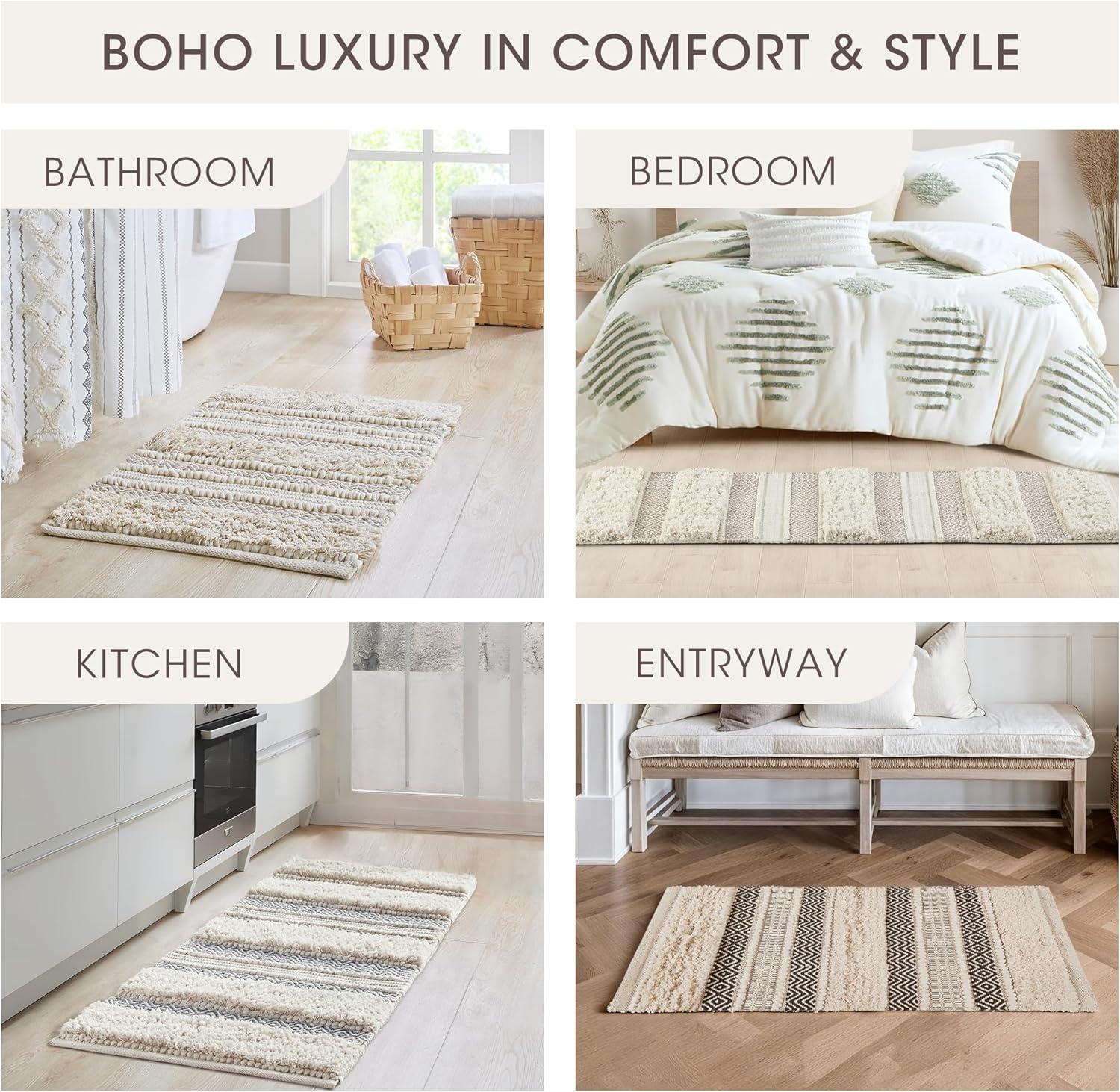 INK+IVY Asher Cotton Blend Bath Rug with Non-Slip Backing