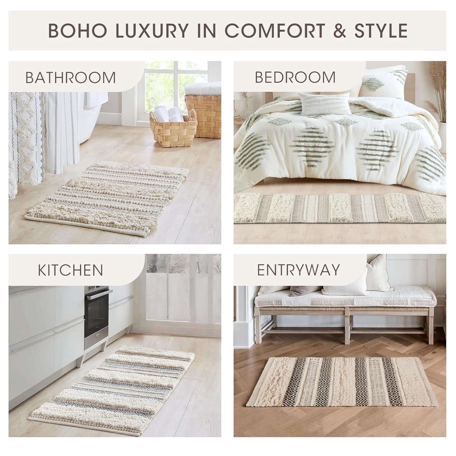 INK+IVY Asher Cotton Blend Bath Rug with Non-Slip Backing