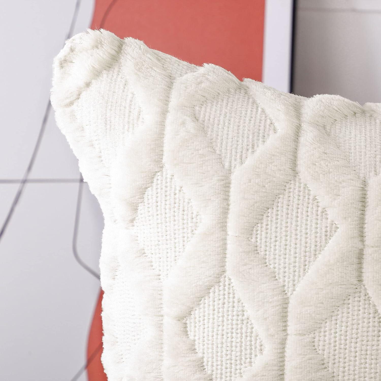 Set of 2 Soft Plush Short Wool Velvet Decorative Throw Pillow Covers Square Luxury Style Cushion Case Pillow Shell for Sofa Bedroom