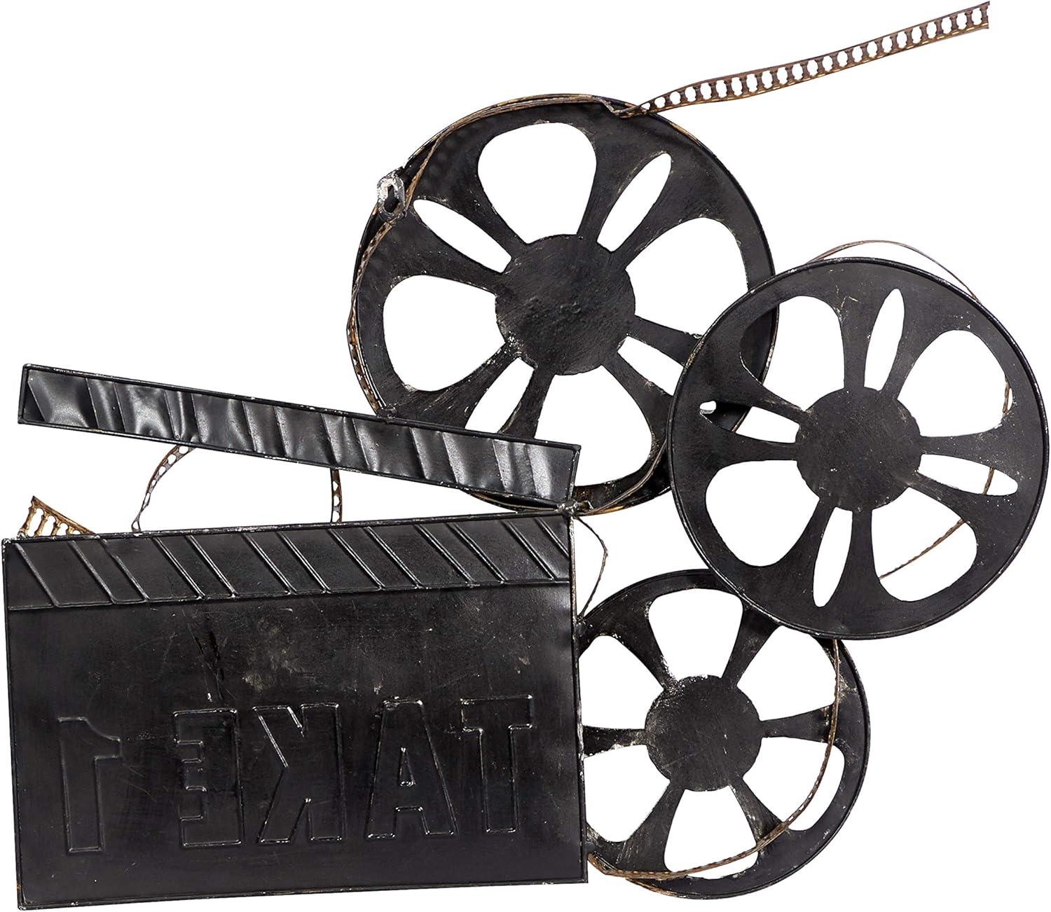 DecMode Black Metal Reels Film Wall Decor