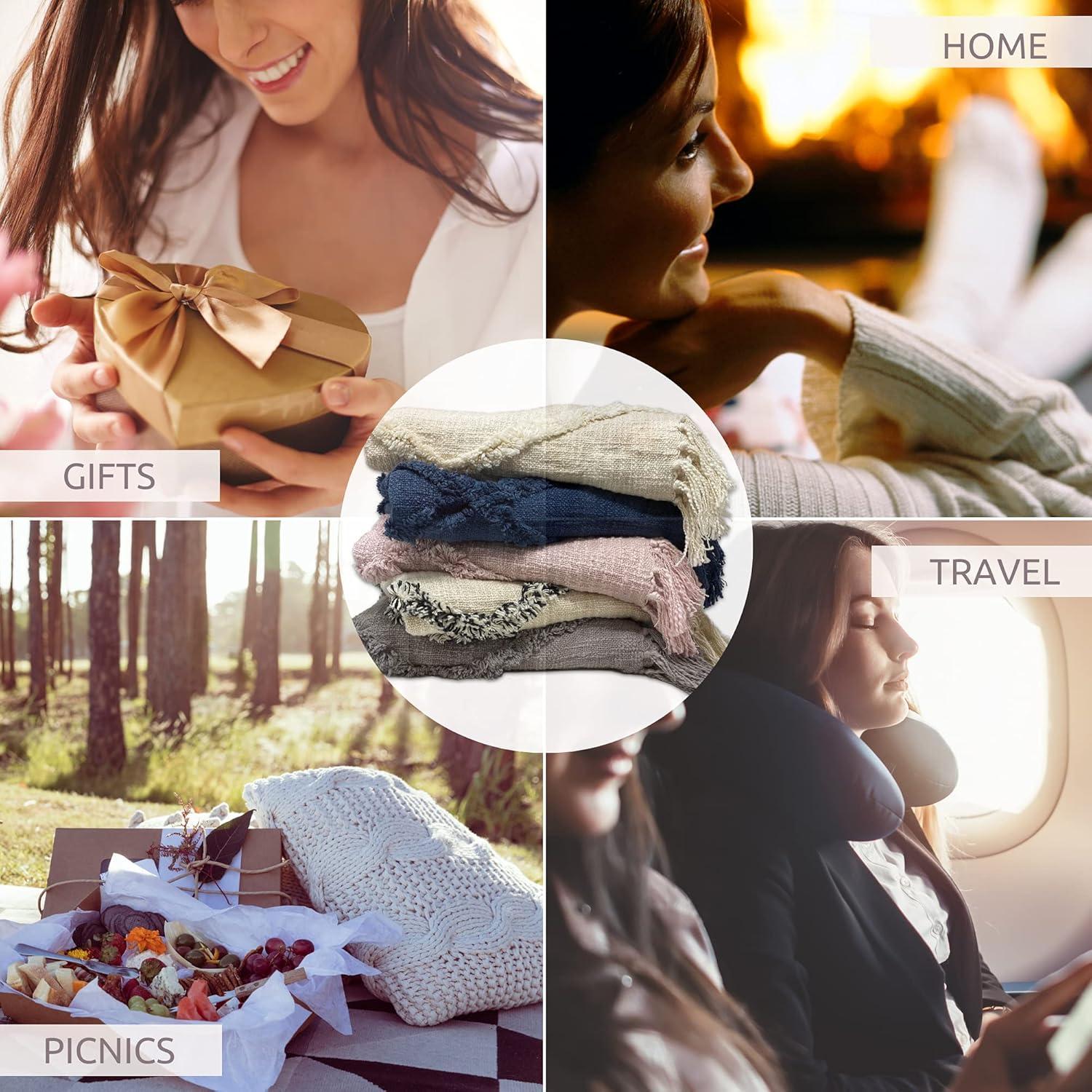 Farmhouse Living Aspen Diamond Tufted Fringe Throw Blanket