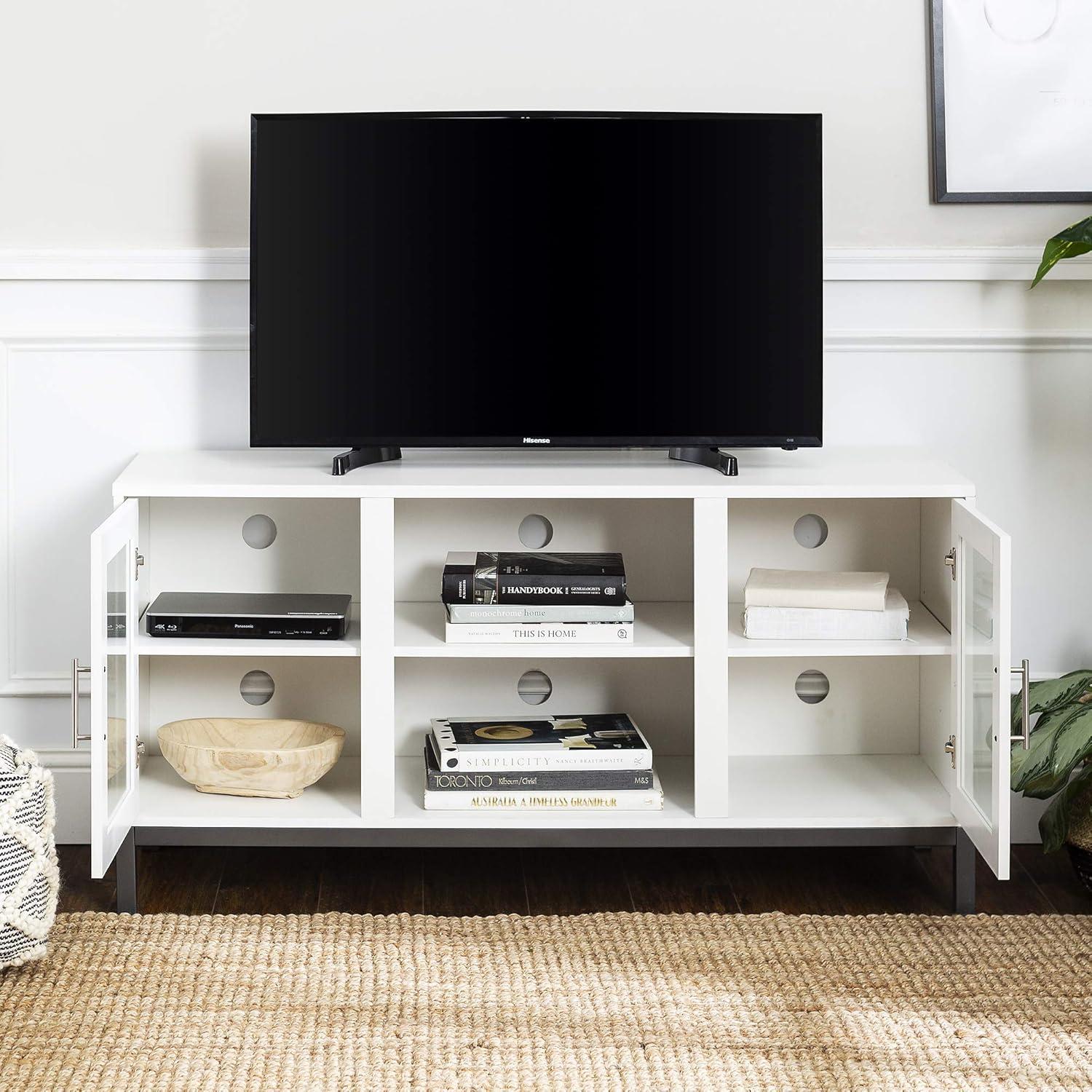 Walker Edison Modern 2-Door TV Stand for TVs up to 58", White