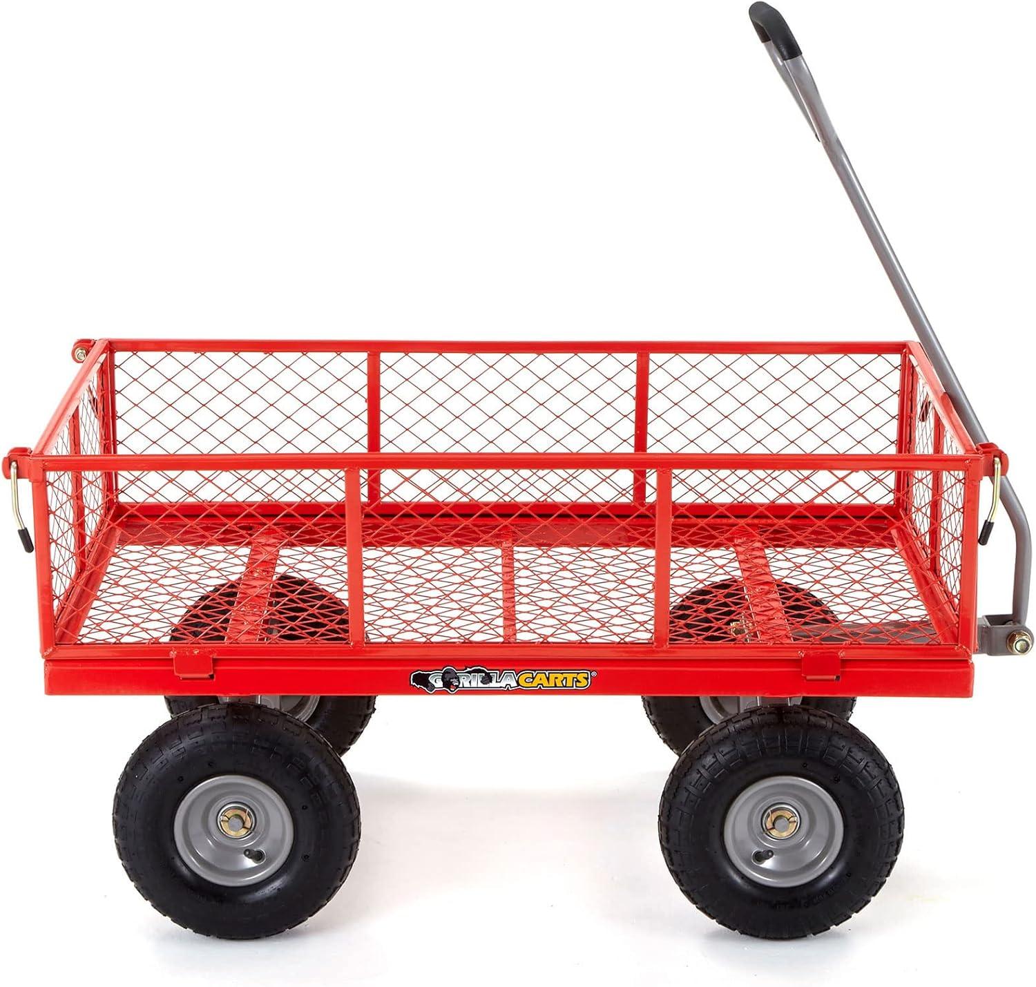 Gorilla Cart 1000 Pound Capacity Heavy Duty Steel Mesh Utility Wagon Cart