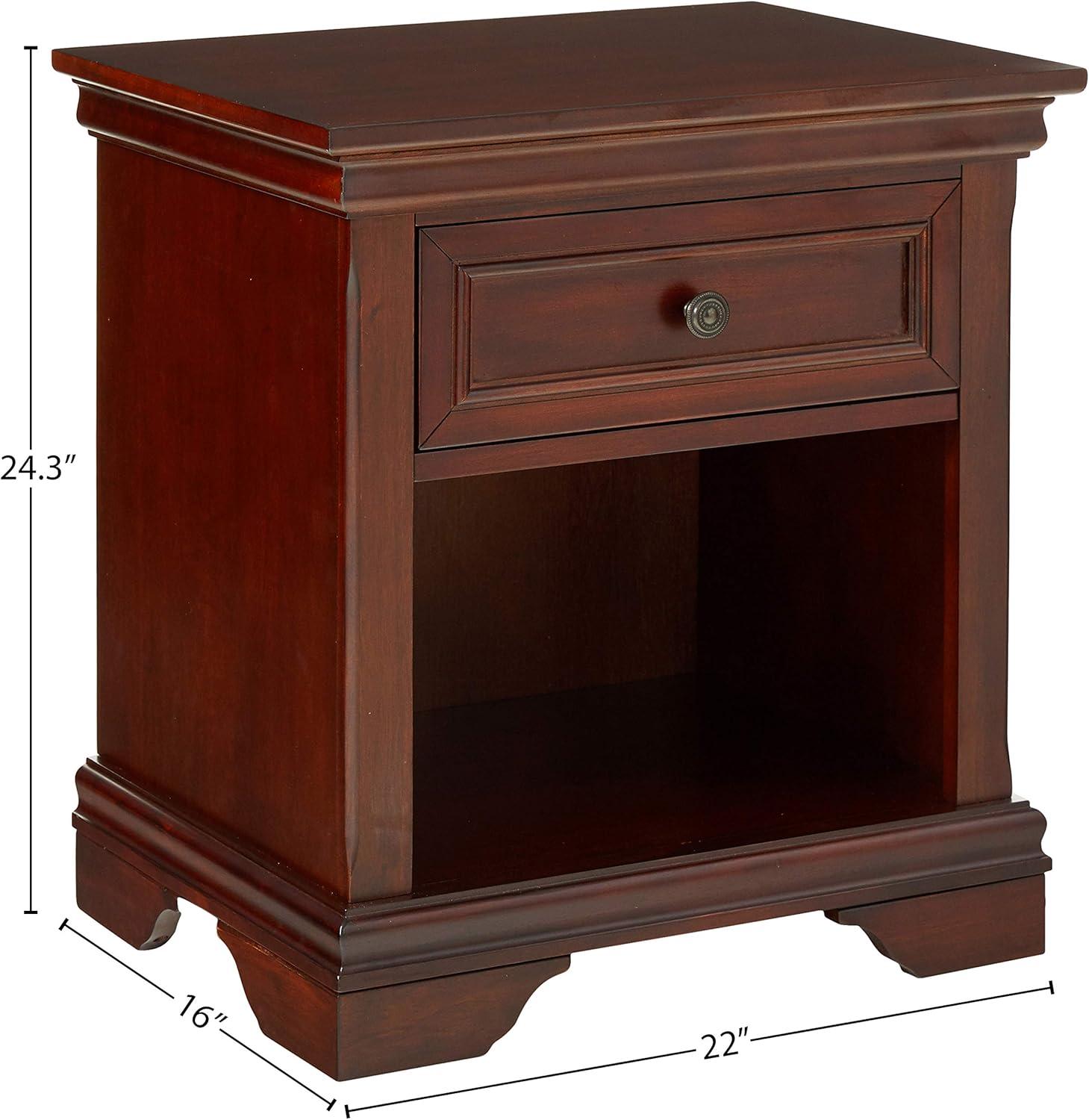 Lafayette Cherry Mahogany 1-Drawer Nightstand with Open Storage