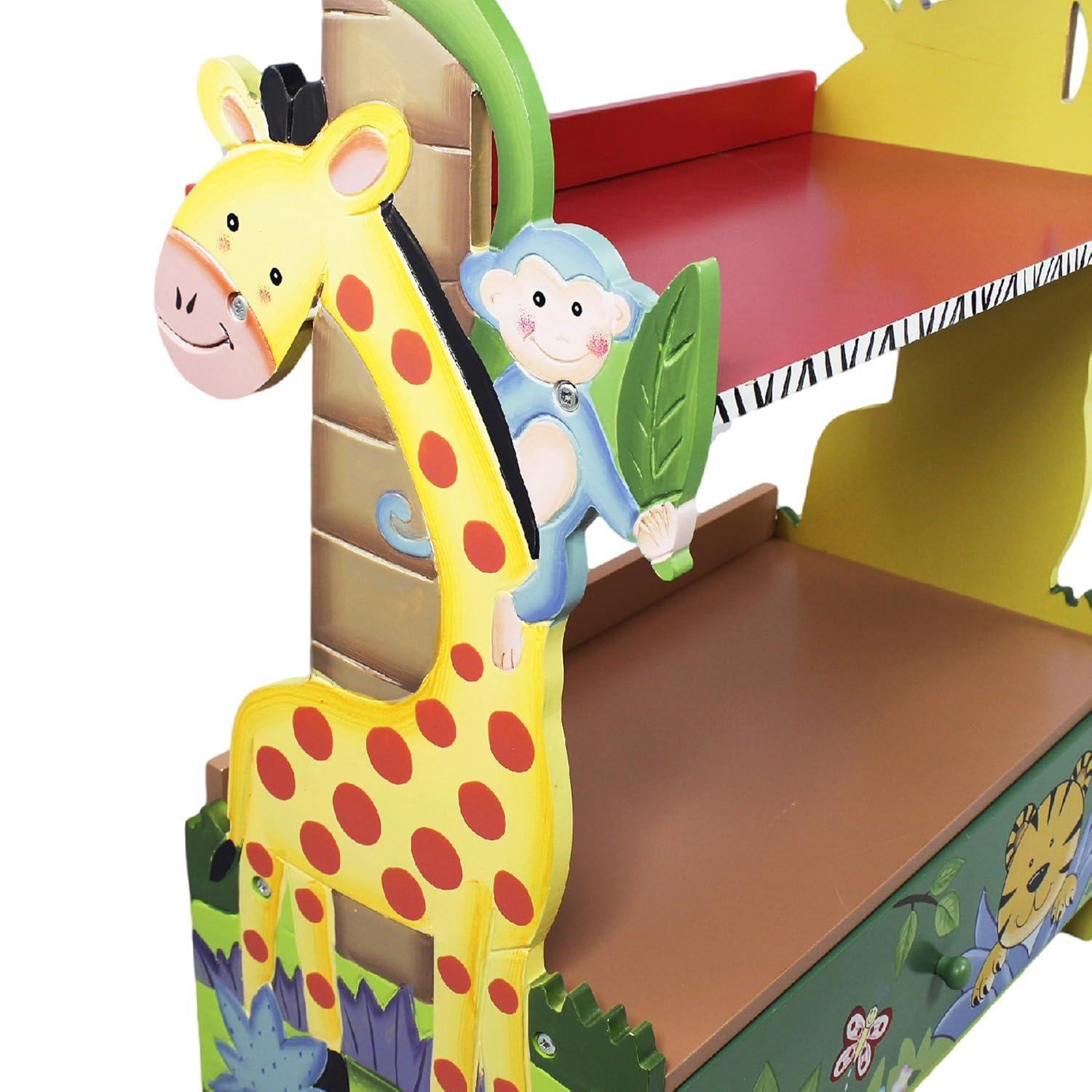 Fantasy Fields by Teamson Kids Sunny Safari  3-Tier Toy Storage Bookshelf & Drawer