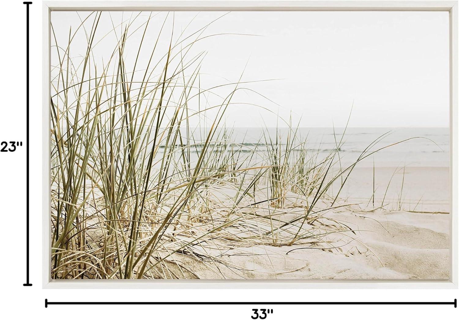 Kate & Laurel All Things Decor Sylvie Calming Beach Grass Framed Canvas by The Creative Bunch Studio