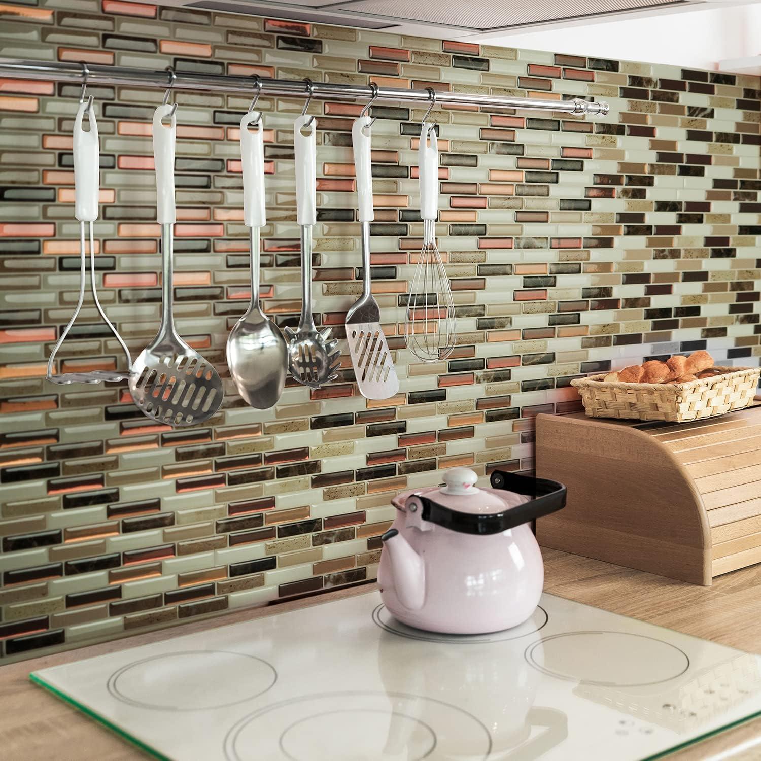 Milenza Taddio Brown and Beige 3D Peel and Stick Backsplash Tiles