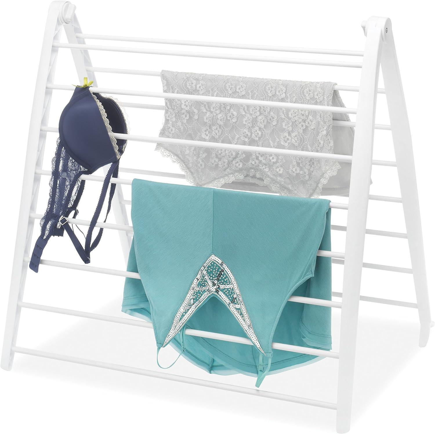 Whitmor White Collapsible Resin and Metal Clothes Drying Rack