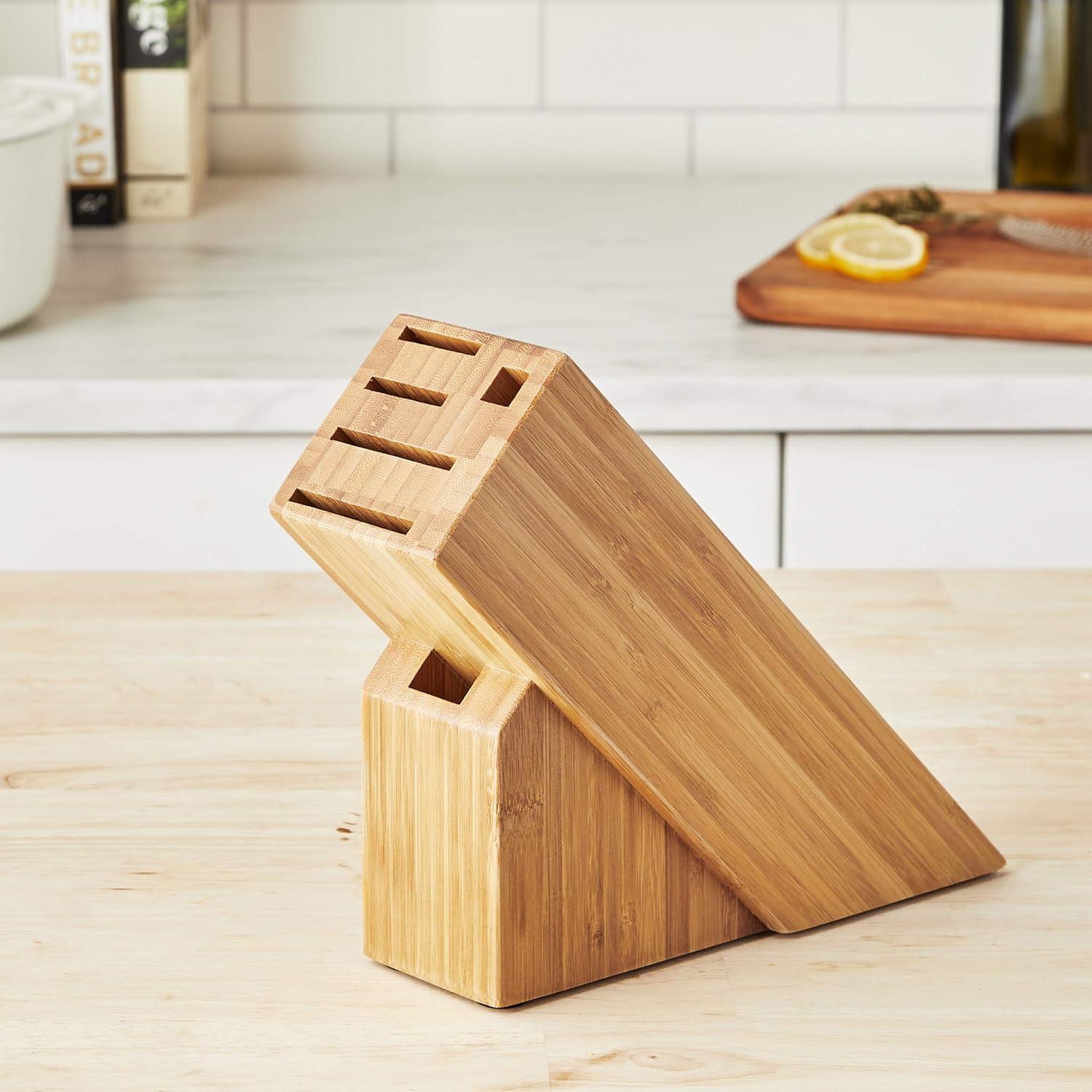 Natural Bamboo 6-Slot Slimline Knife Block Holder