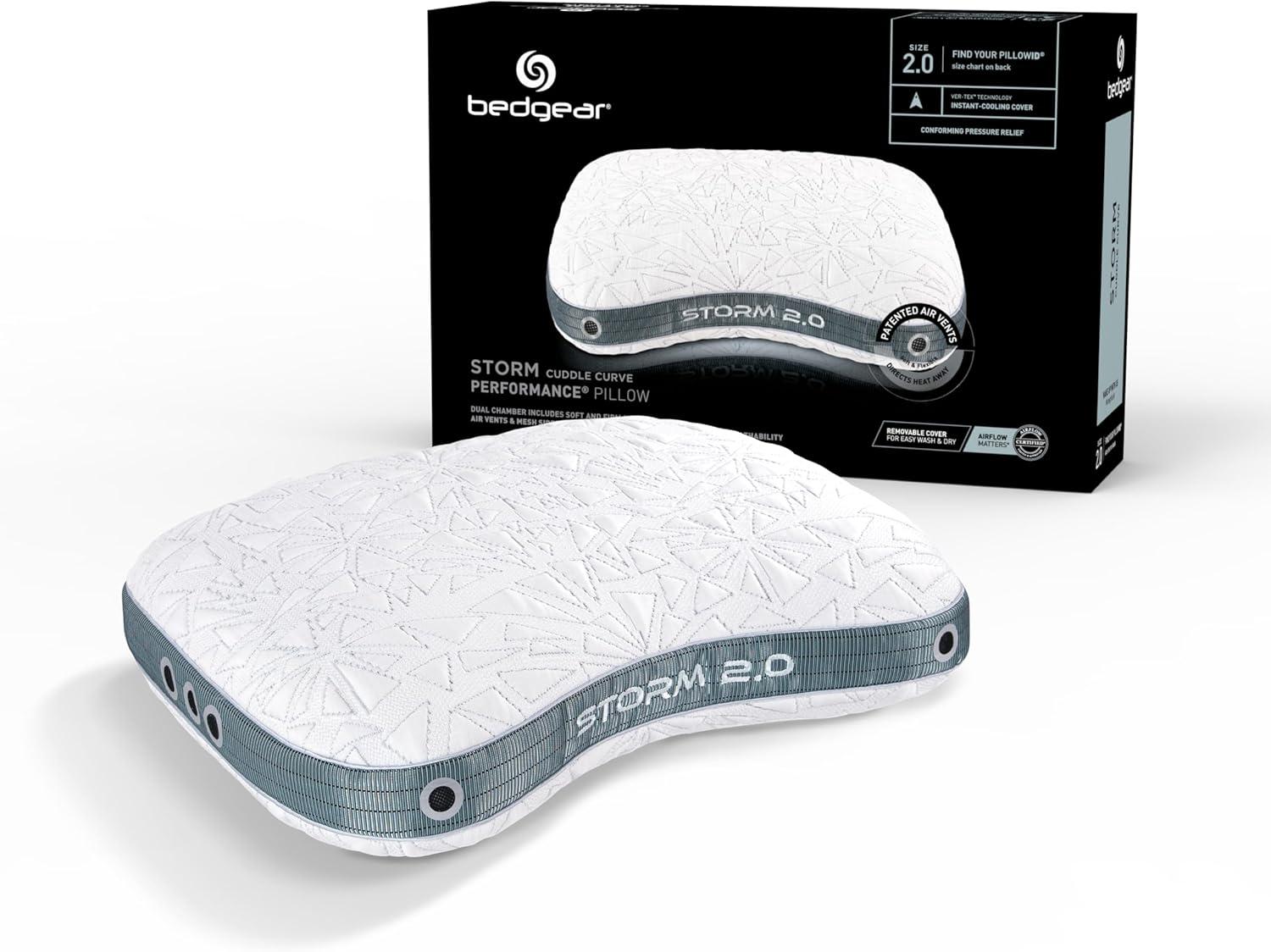 Bedgear Bedgear Storm Cuddle Curve Performance Cooling Pillow for Side Sleepers- Medium Firmness