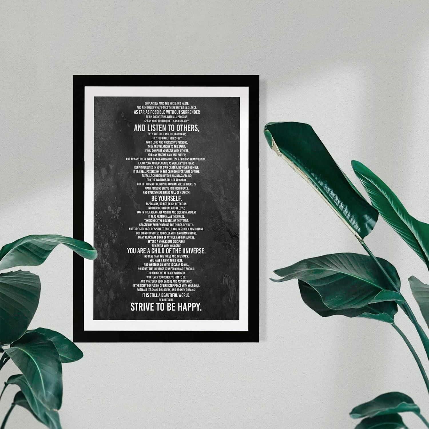 Wynwood Studio Typography and Quotes Framed Wall Art Prints 'Desiderata Print' Inspirational Quotes and Sayings - Black, White, 13" x 19"