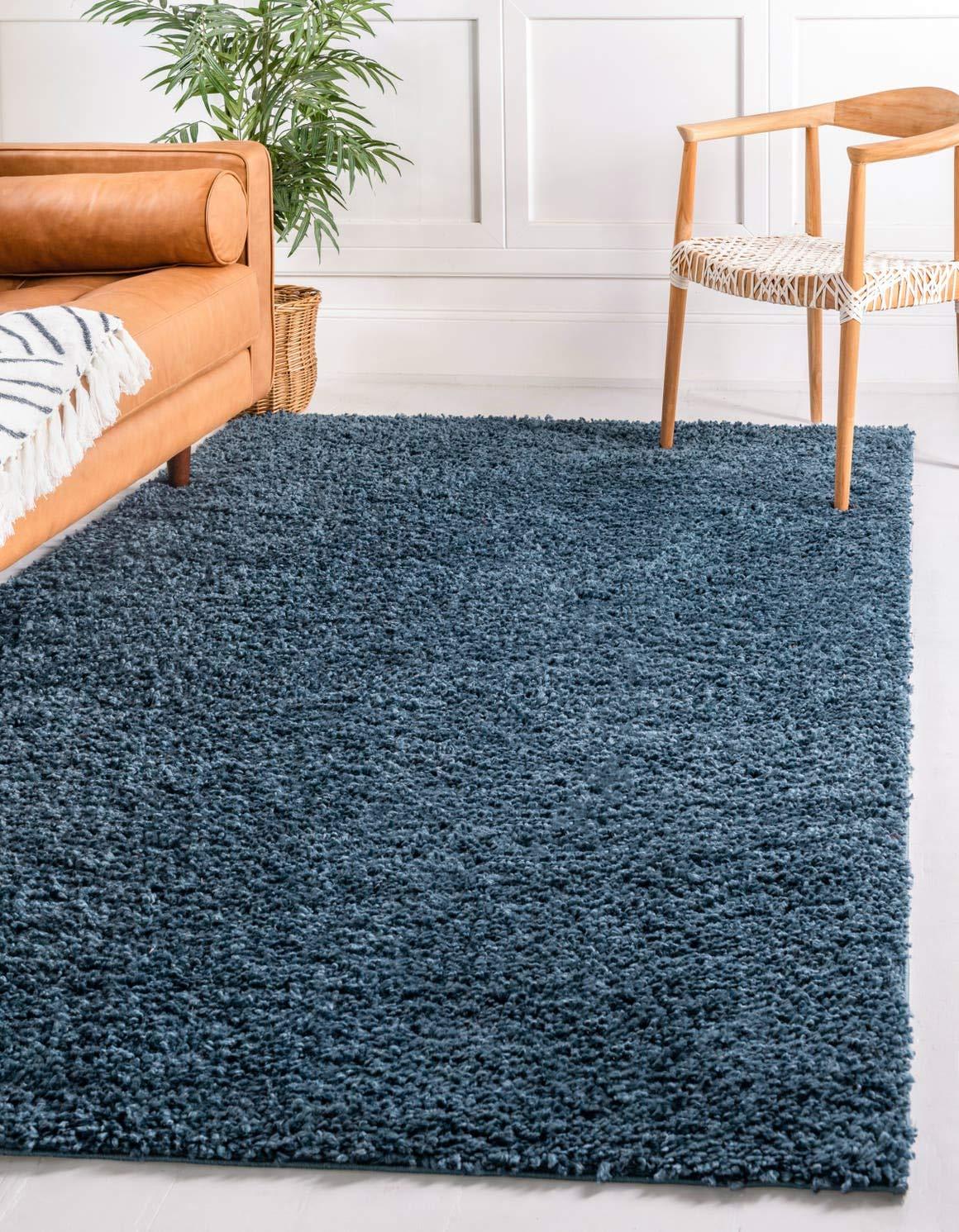 Unique Loom 3' 3 x 5' 3 Davos Shag Marine Blue Area Rug