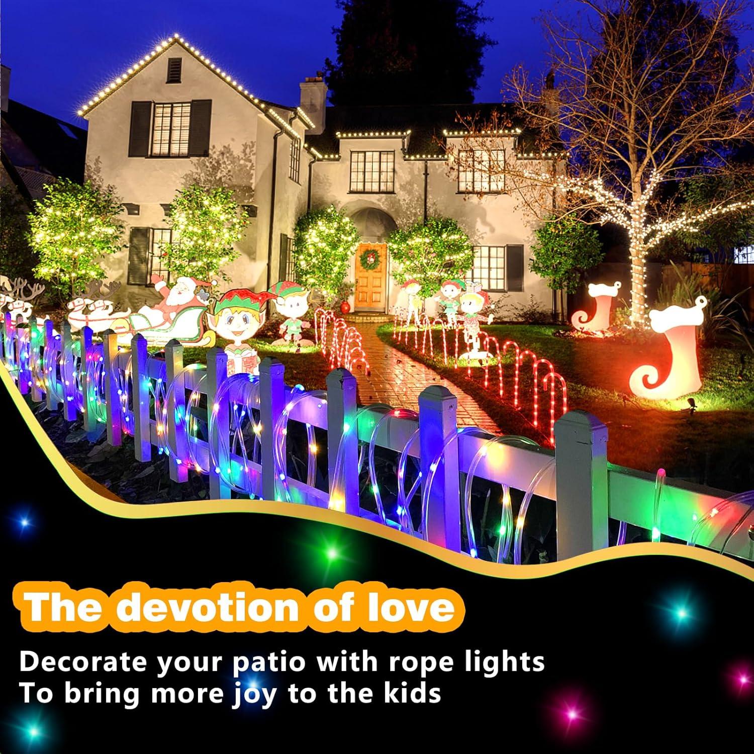 66ft Multicolor Solar Powered LED Outdoor Rope Lights