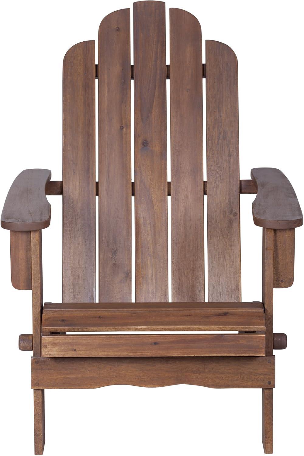 Dark Brown Acacia Wood Foldable Adirondack Outdoor Chair