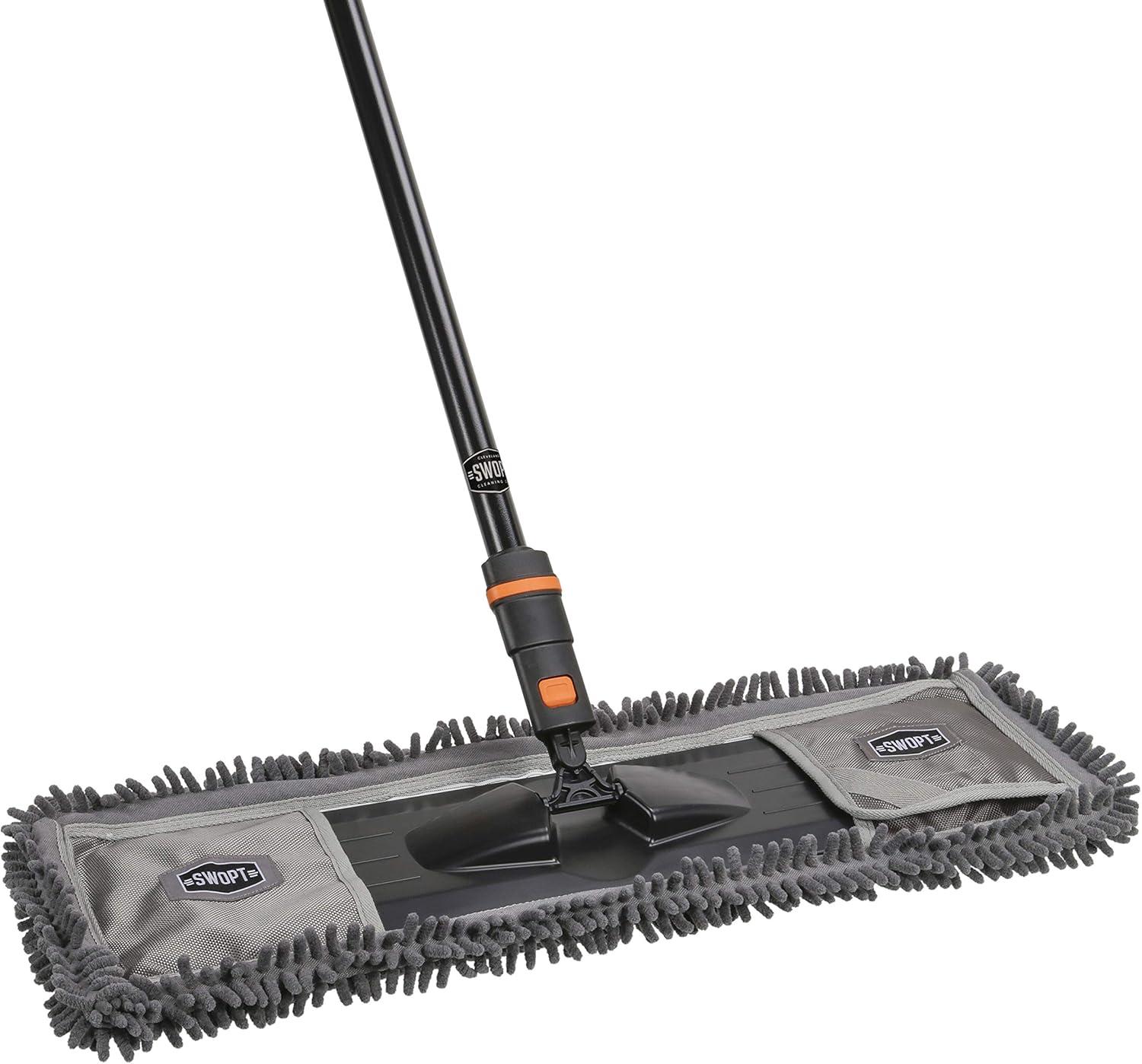 24" Gray Microfiber Dust Mop with 60" Steel Handle