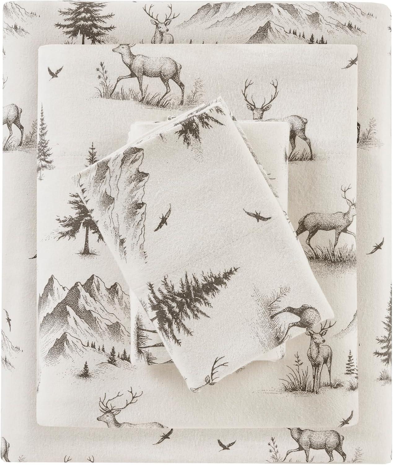 Twin Gray Forest Cotton Flannel Bedding Set