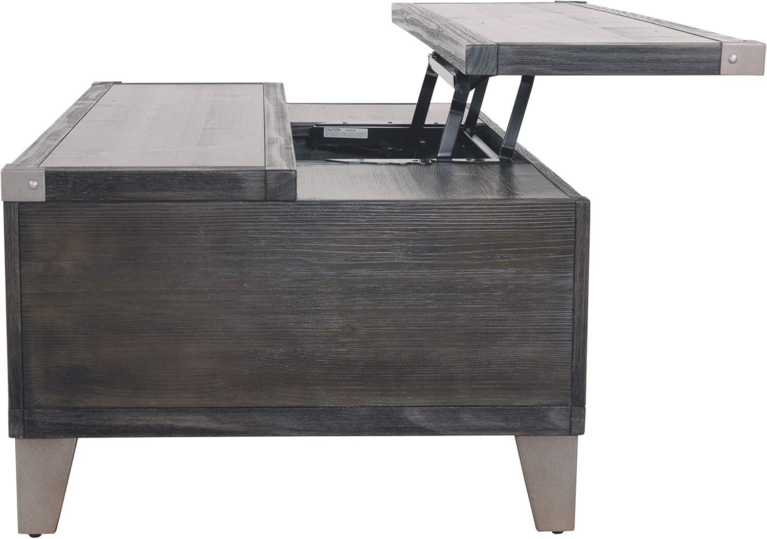 Dark Gray Rectangular Lift-Top Coffee Table with Storage