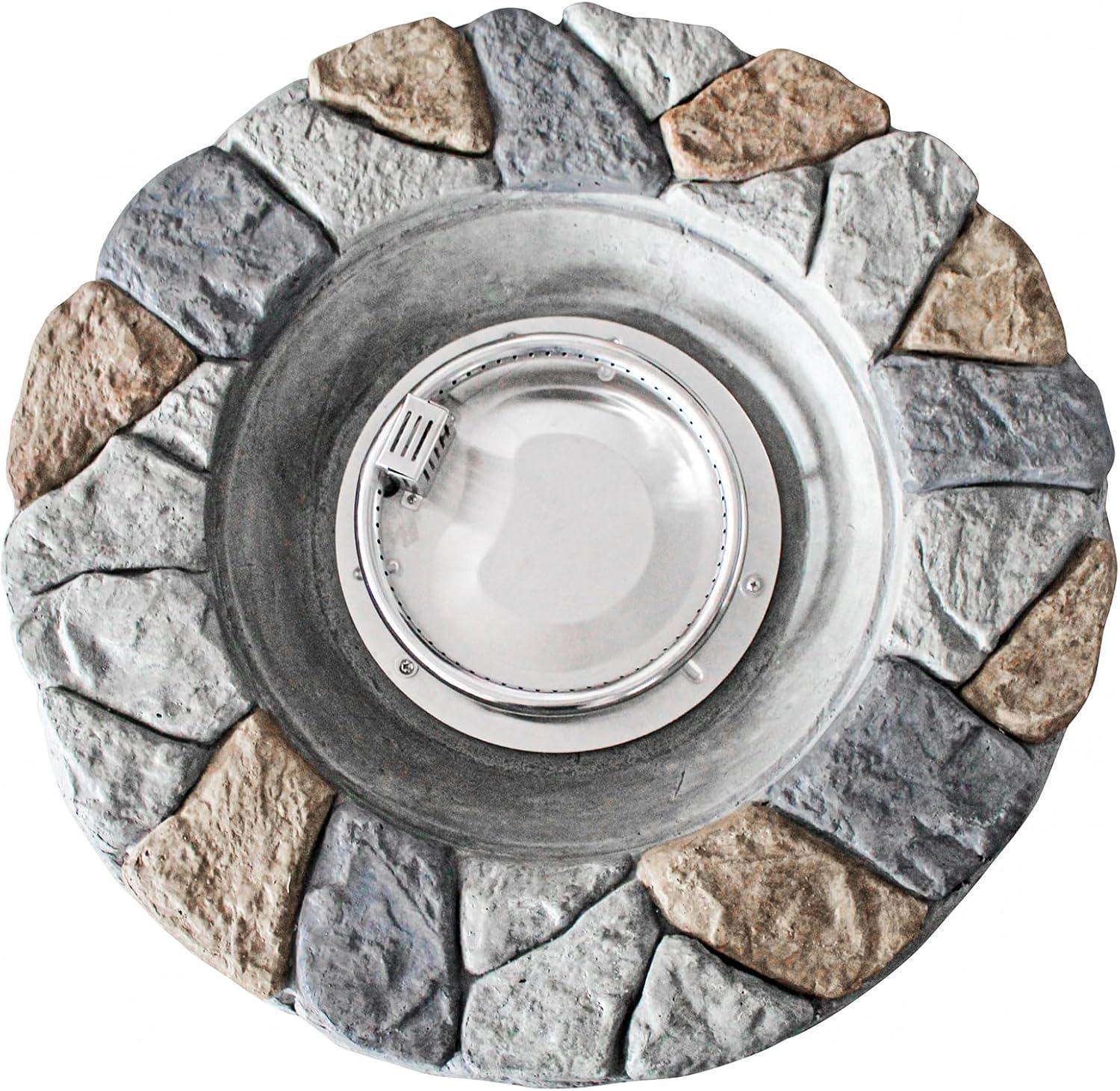 Gray 28" Round Stone Propane Gas Fire Pit