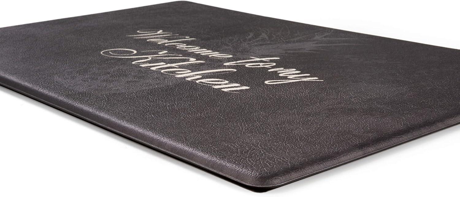 World Rug Gallery Welcome Kitchen Anti Fatigue Standing Mat - Black 18"x47"