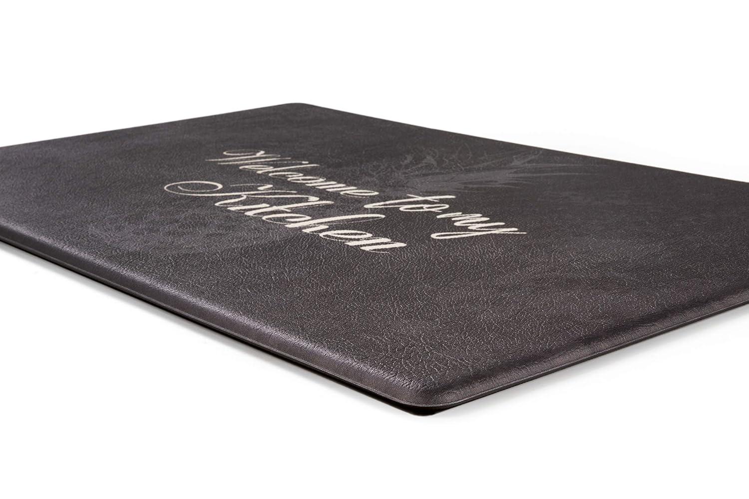 World Rug Gallery Welcome Kitchen Anti Fatigue Standing Mat - Black 18"x47"